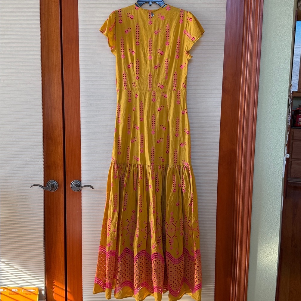 NWT DIXIE Yellow and Pink Floral embroidered Maxi Dress size medium - Picture 14 of 15
